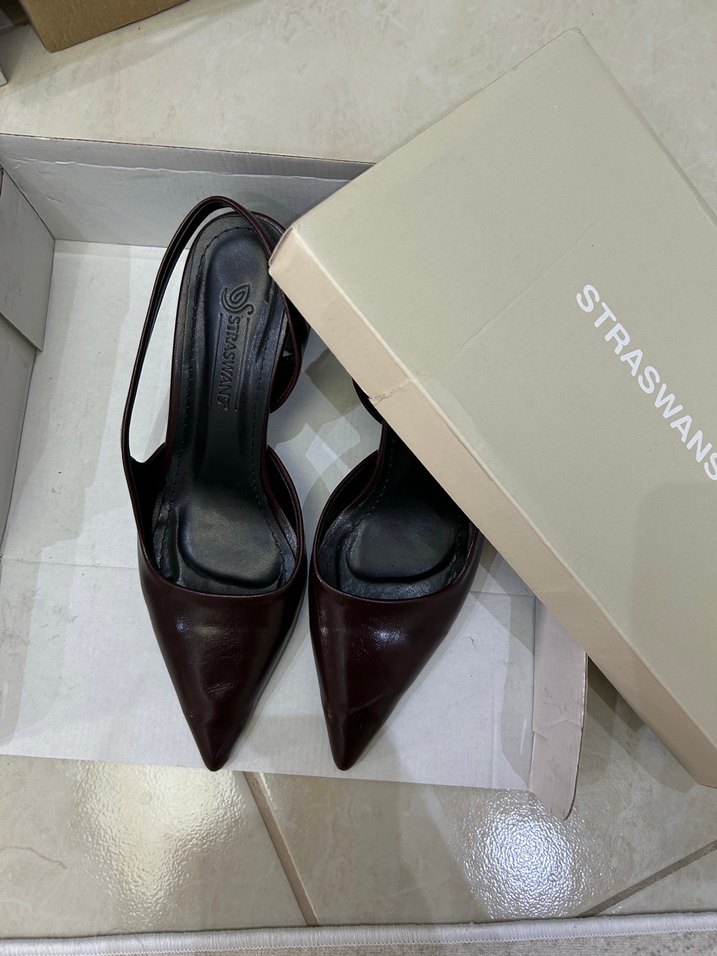 Koyu bordo Deri Kadın Topuklu Ayakkabı - Görsel 3