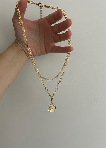 Altın Renk Zincir Detaylı Uzun Kadın Kolye - Görsel 2