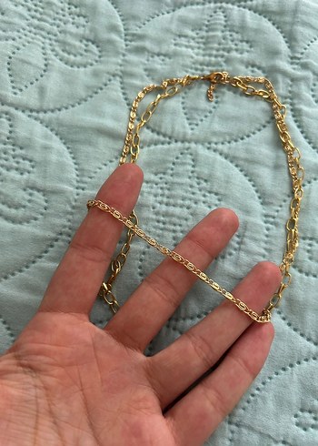 Altın Renk Zincir Detaylı Uzun Kadın Kolye - Görsel 4