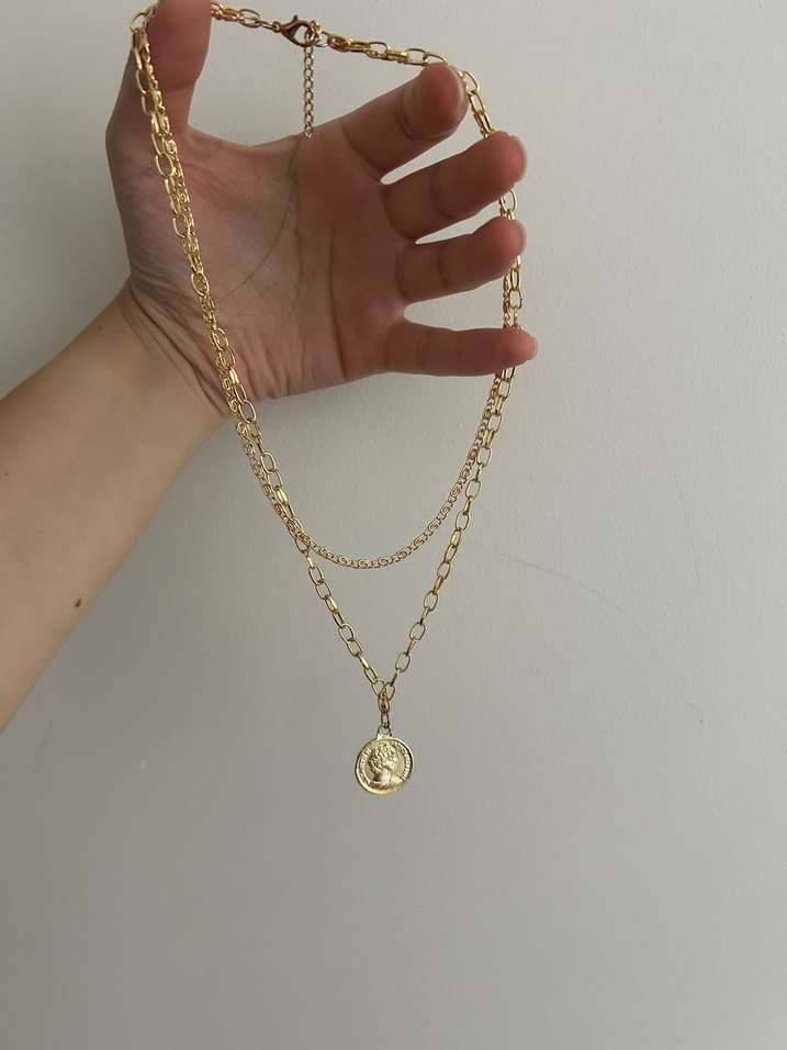 Altın Renk Zincir Detaylı Uzun Kadın Kolye - Görsel 2