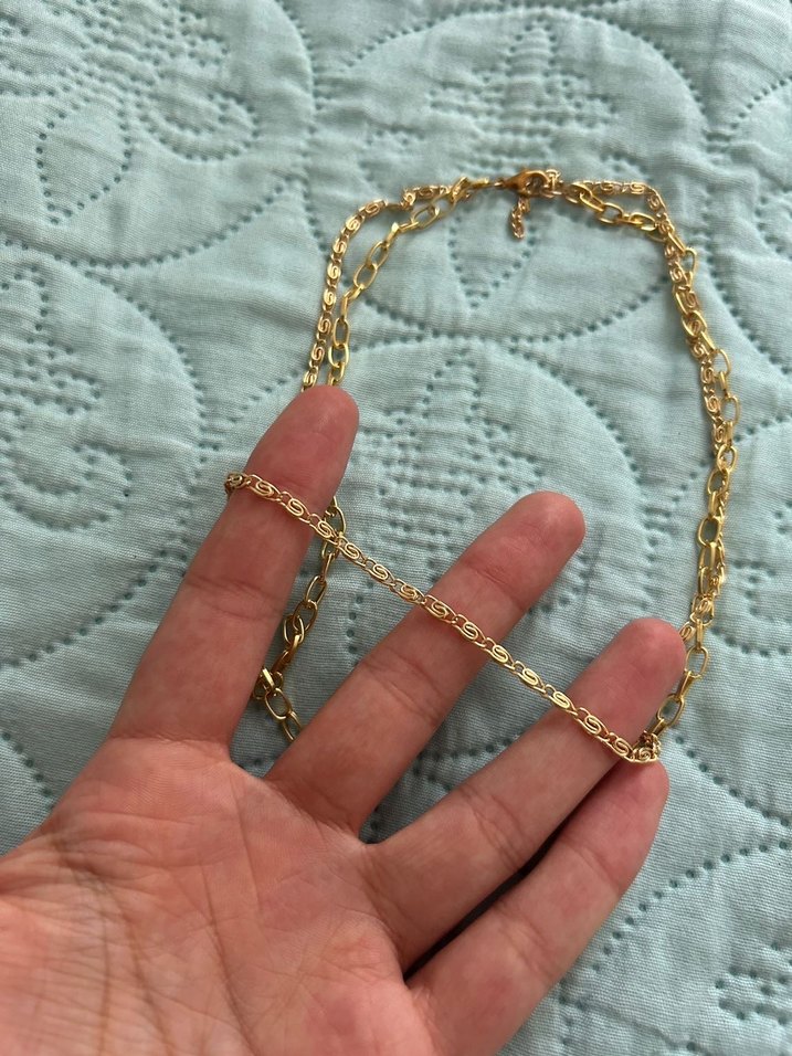 Altın Renk Zincir Detaylı Uzun Kadın Kolye - Görsel 4