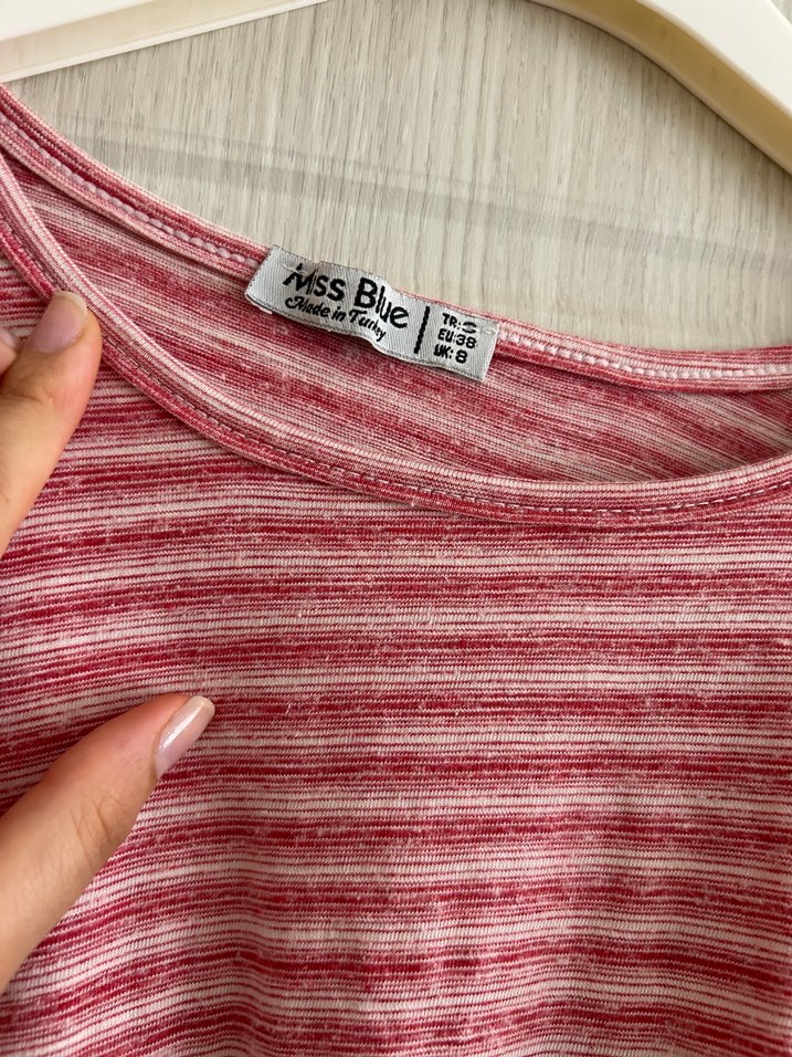 Pembe Çizgili Midi Kadın Elbise - Görsel 4