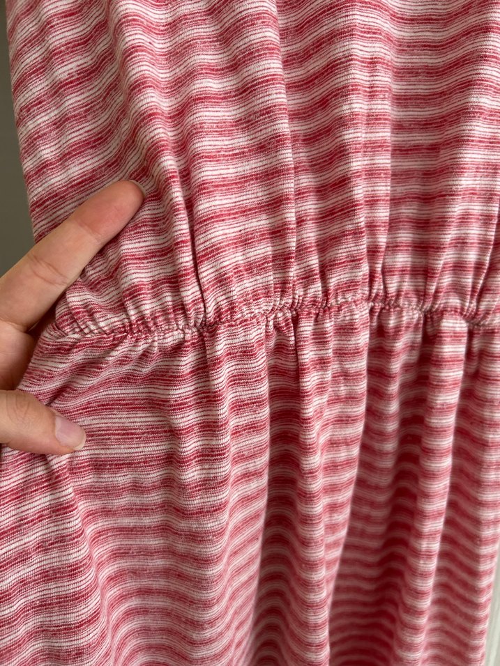 Pembe Çizgili Midi Kadın Elbise - Görsel 3