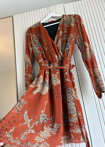 H&M Bohem Tarz kısa Kahverengi Kadın Elbise