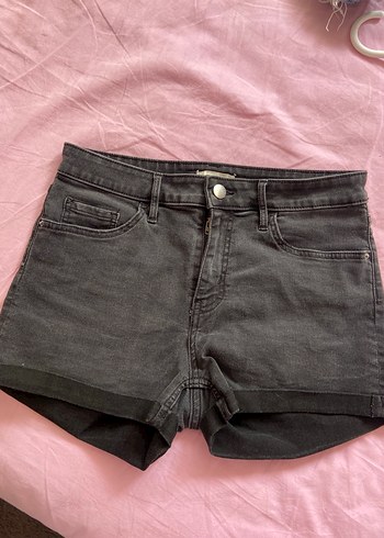 Kadın Gri Mini Denim Şort
