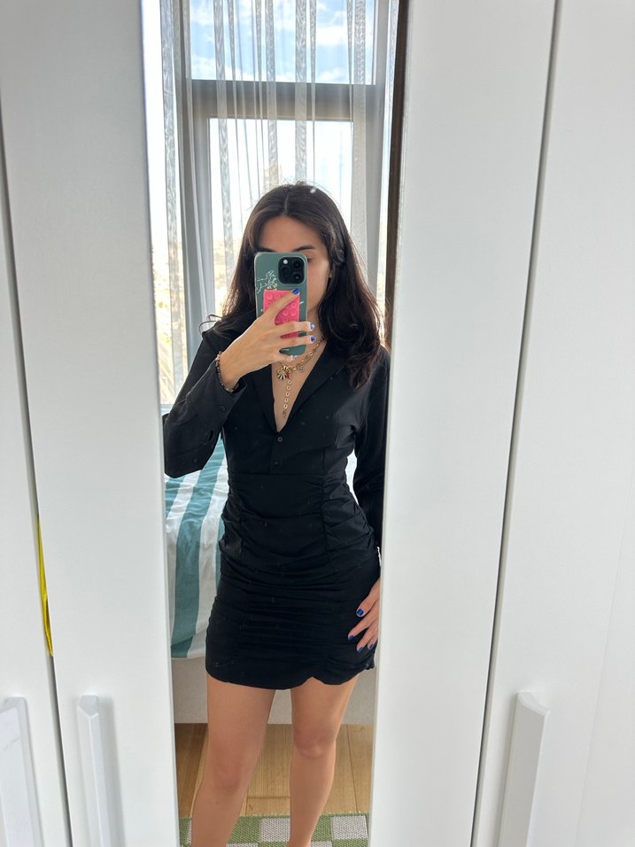 Siyah  Mini Elbise - Görsel 2