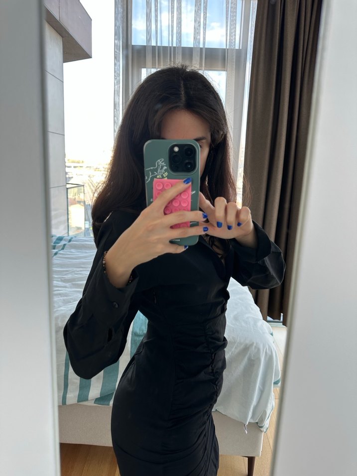 Siyah  Mini Elbise - Görsel 4