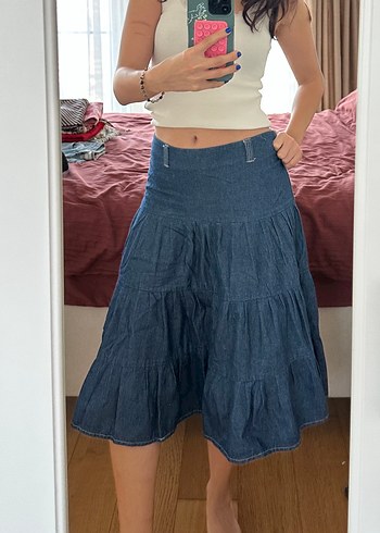 Fırfırlı Mavi Denim Etek - Görsel 2