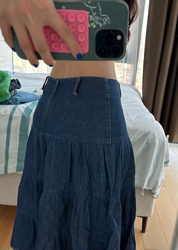 Fırfırlı Mavi Denim Etek - Görsel 4