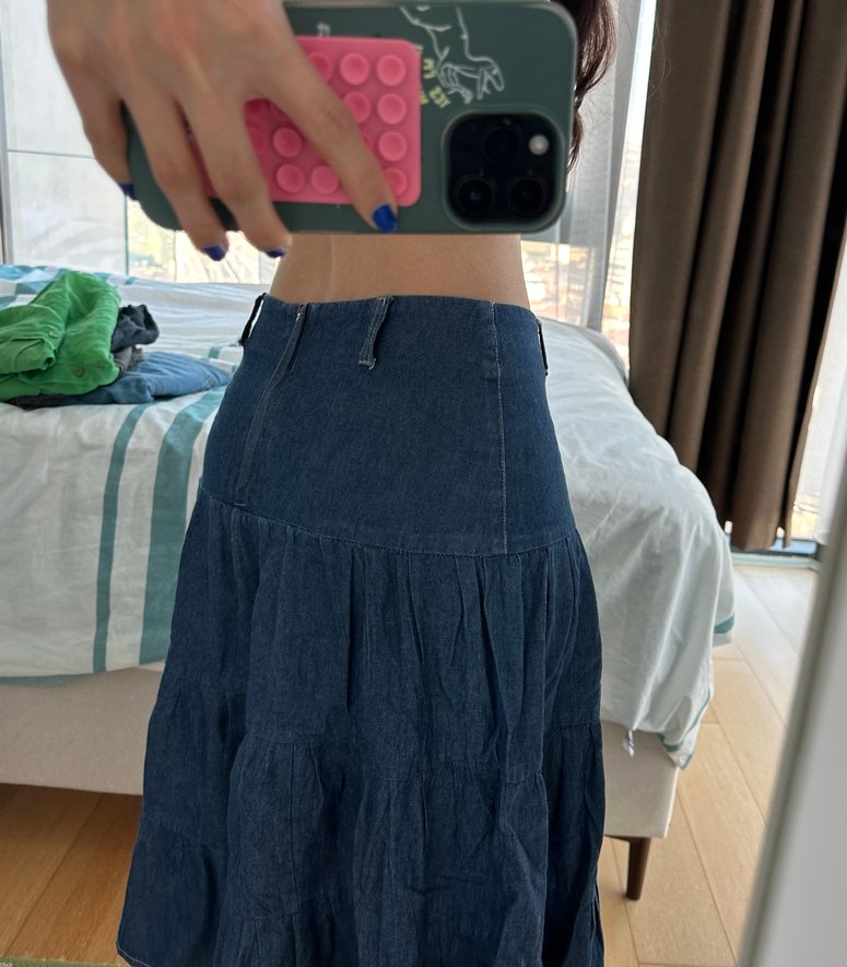 Fırfırlı Mavi Denim Etek - Görsel 4