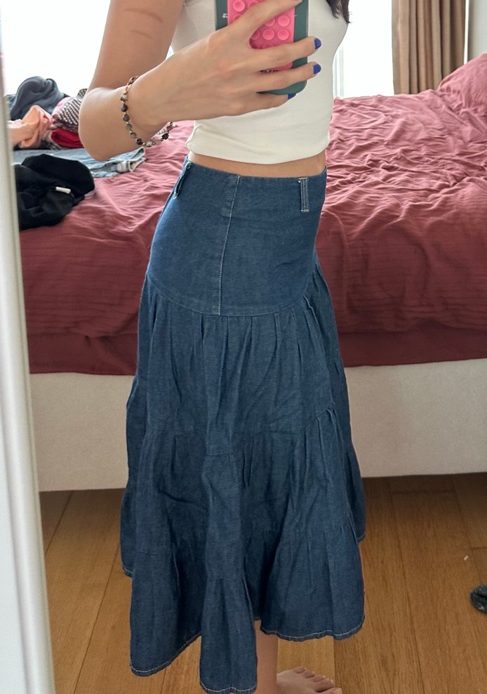 Fırfırlı Mavi Denim Etek - Görsel 3