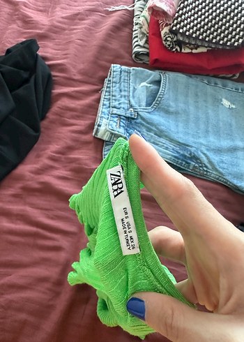 Zara Yeşil Fitilli Örme Crop Top - Görsel 4