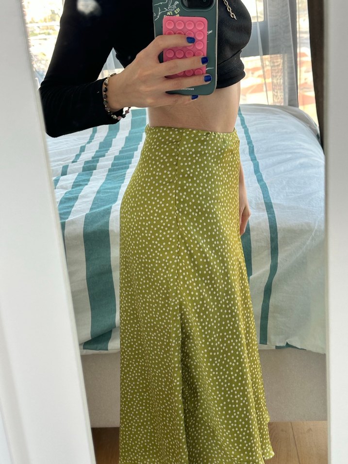 Mango Saten Midi Etek - Görsel 2