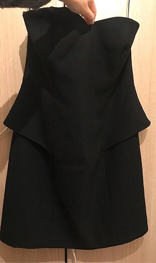 Siyah Straplez Kısa Elbise