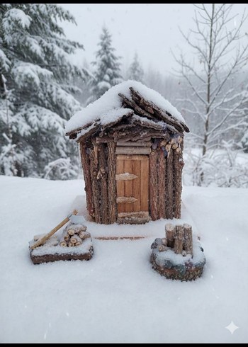 minyatür dağ kulübesi seti diorama - Görsel 2