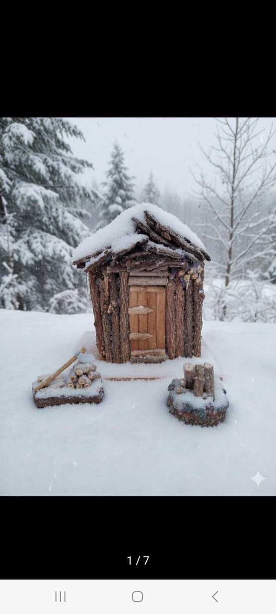 minyatür dağ kulübesi seti diorama - Görsel 2
