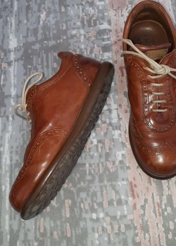 Kahverengi Deri Bağcıklı Klasik kadin Ayakkabı - Görsel 4