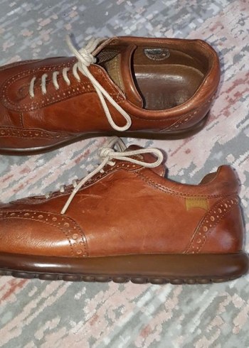 Kahverengi Deri Bağcıklı Klasik kadin Ayakkabı - Görsel 3