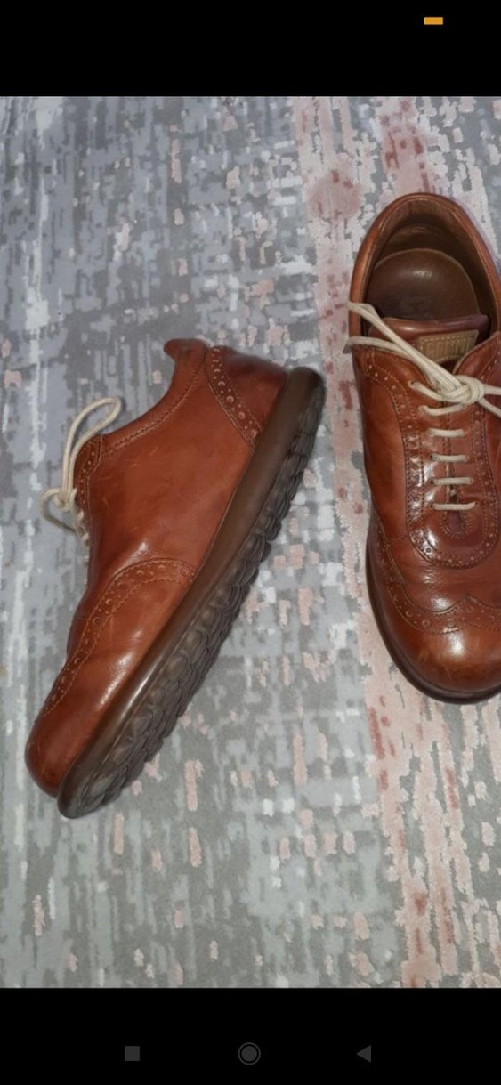 Kahverengi Deri Bağcıklı Klasik kadin Ayakkabı - Görsel 4