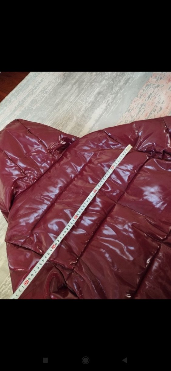 Bordo Deri Kemerli Kısa Kadın Kışlık Mont - Görsel 4