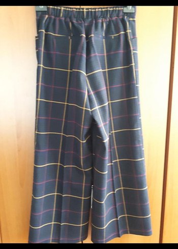 Kadın Çok Renkli Ekose Kumaş Pantolon - Görsel 3