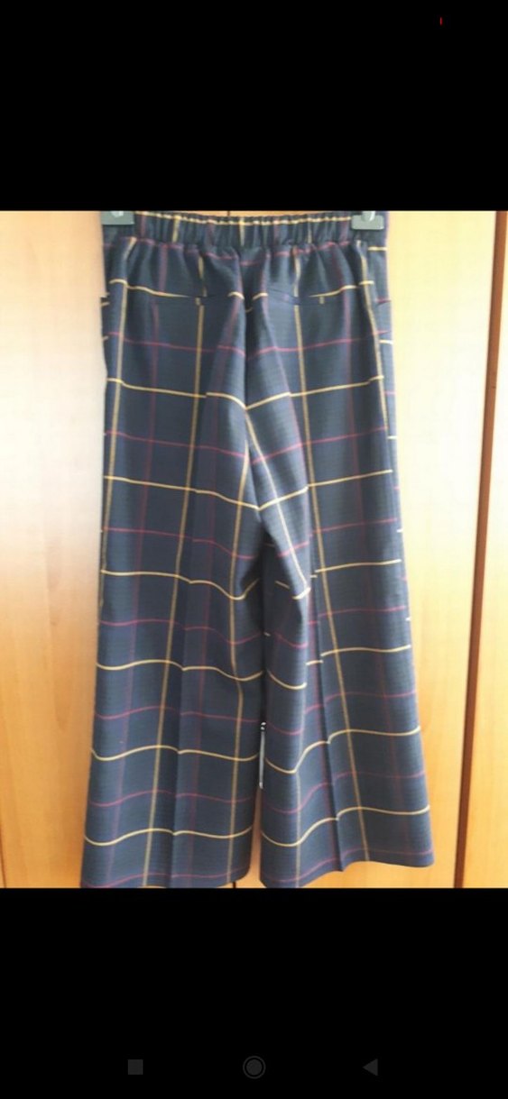 Kadın Çok Renkli Ekose Kumaş Pantolon - Görsel 3