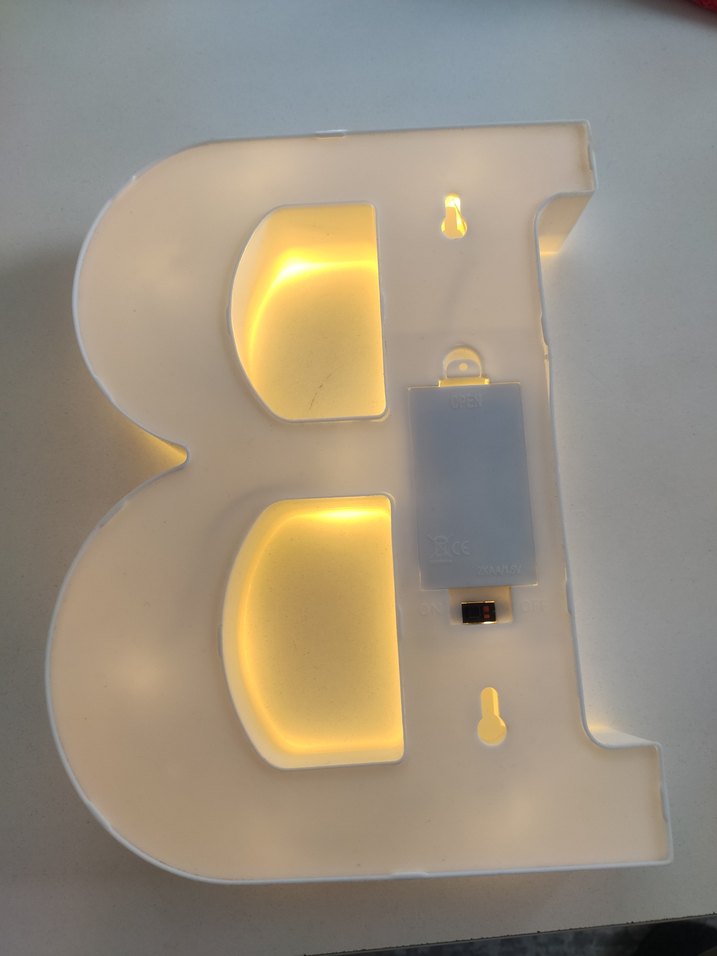 B Harfi Beyaz LED Gece Lambası - Görsel 3