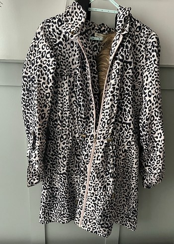 LC Waikiki Leopar Desenli Kadın Gri Midi Kaban