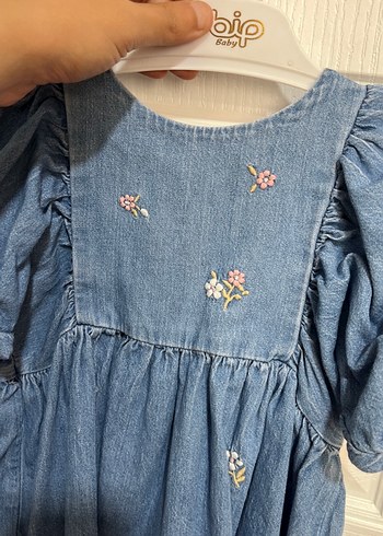 H&M Nakışlı Denim Kız Elbise