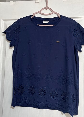 Üss Polo Lacivert Nakışlı Kısa Kollu Bluz