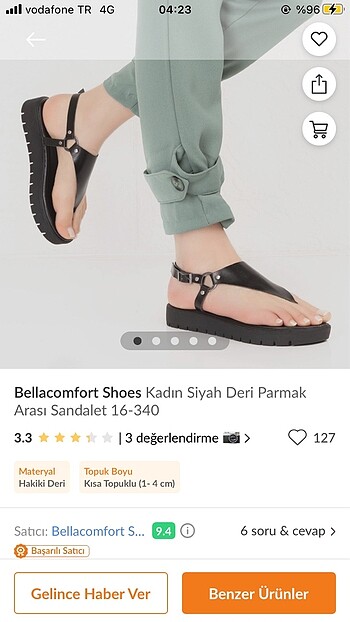 Siyah deri sandalet - Görsel 5