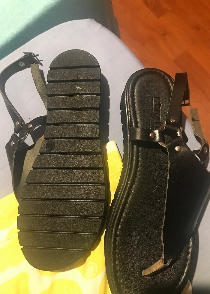 Siyah deri sandalet - Görsel 3