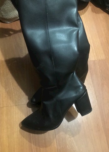 Siyah Kadın Deri Topuklu çizme - Görsel 5