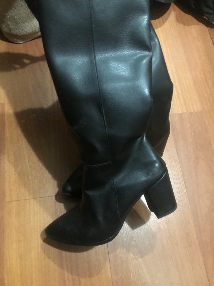Siyah Kadın Deri Topuklu çizme - Görsel 5