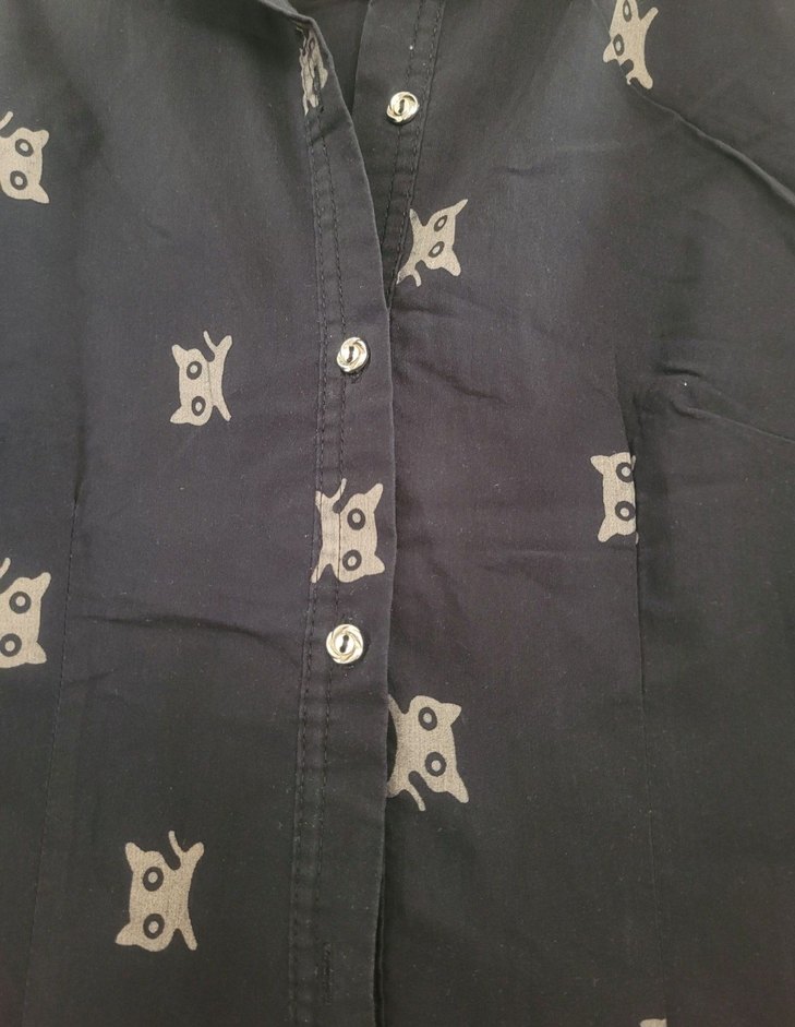 Gri Baskılı Düğmeli gömlek - Görsel 2