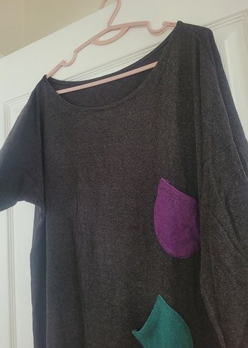 Gri Örgü Tunik, Uzun Kollu, Salaş - Görsel 2