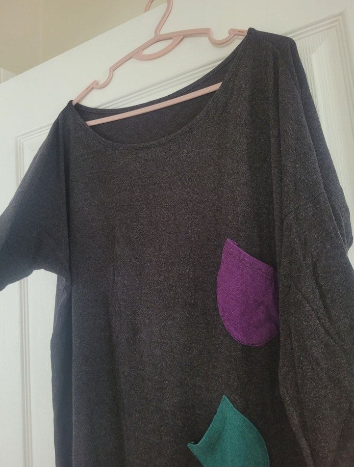 Gri Örgü Tunik, Uzun Kollu, Salaş - Görsel 2