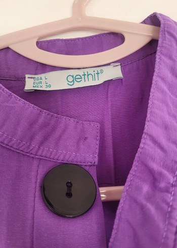 Düğmeli Mor gömlek - Görsel 2