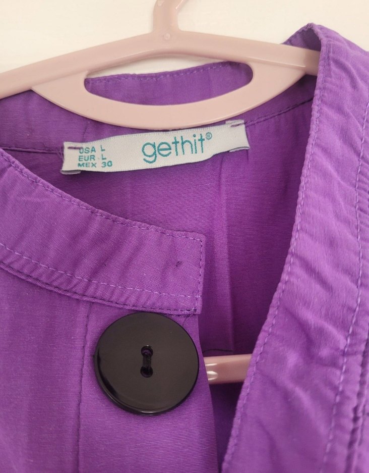 Düğmeli Mor gömlek - Görsel 2