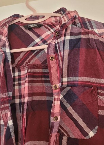 Bordo Düğmeli Salaş Midi Gömlek - Görsel 2