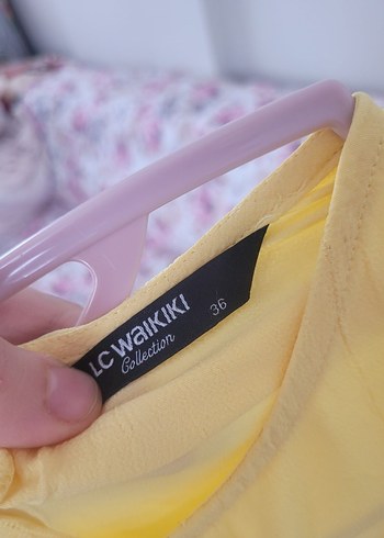 Sarı Uzun Kollu Fırfırlı Midi Tunik - Görsel 2