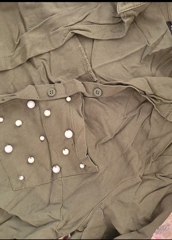 Düğmeli Uzun Kollu Kadın Keten Gömlek - Görsel 2