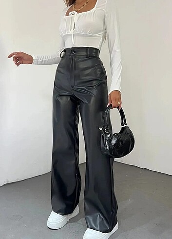 s Beden Deri Palazzo Pantalon