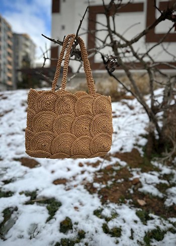 Zara Örgü Kahverengi Bohem Kadın Çanta