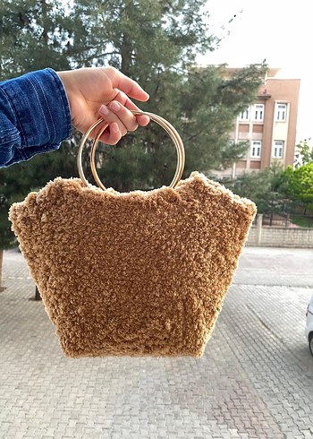Kürk Detaylı Örgü Bohem Kadın Çanta
