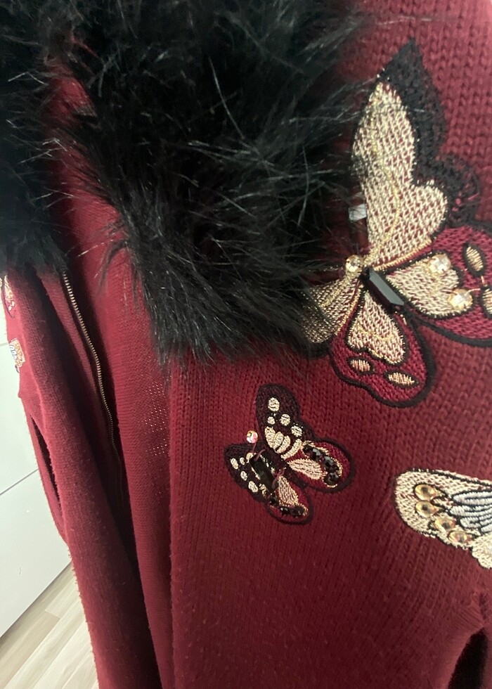 Bordo kaftan - Görsel 3