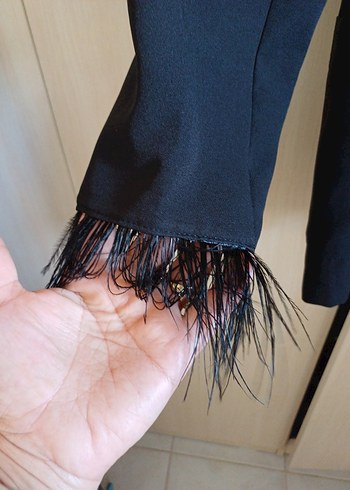 m Beden Düğmeli Siyah Kadın Blazer