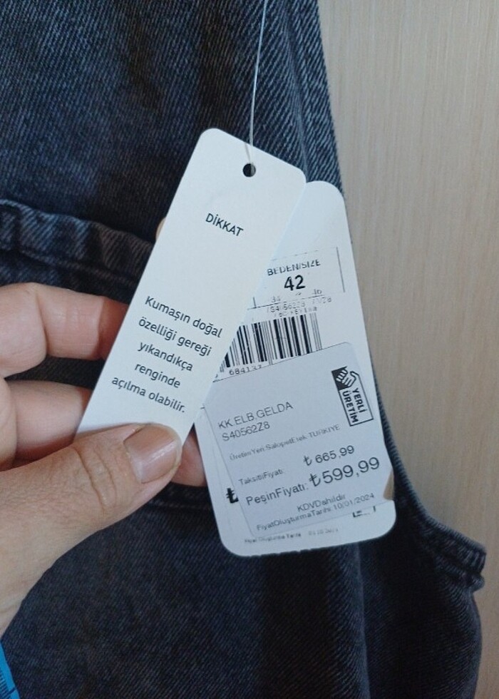 Bayan  kot elbise  - Görsel 2