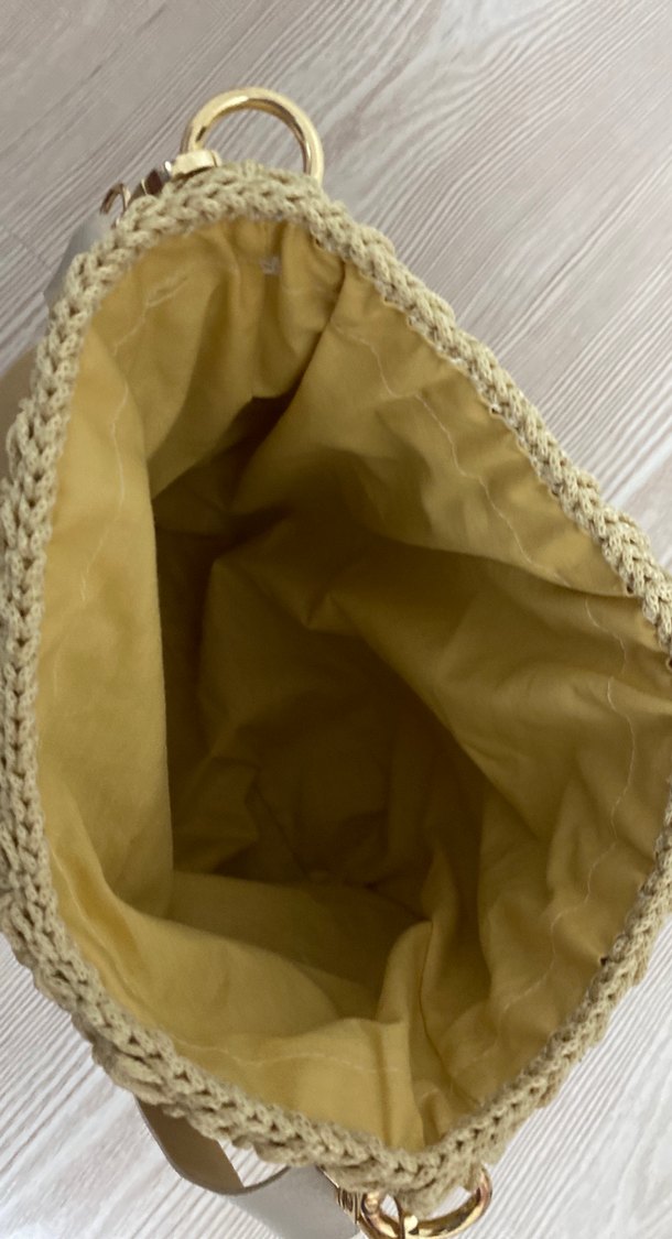 Bej Dantel Detaylı Bohem Örgü Kadın Çanta - Görsel 3