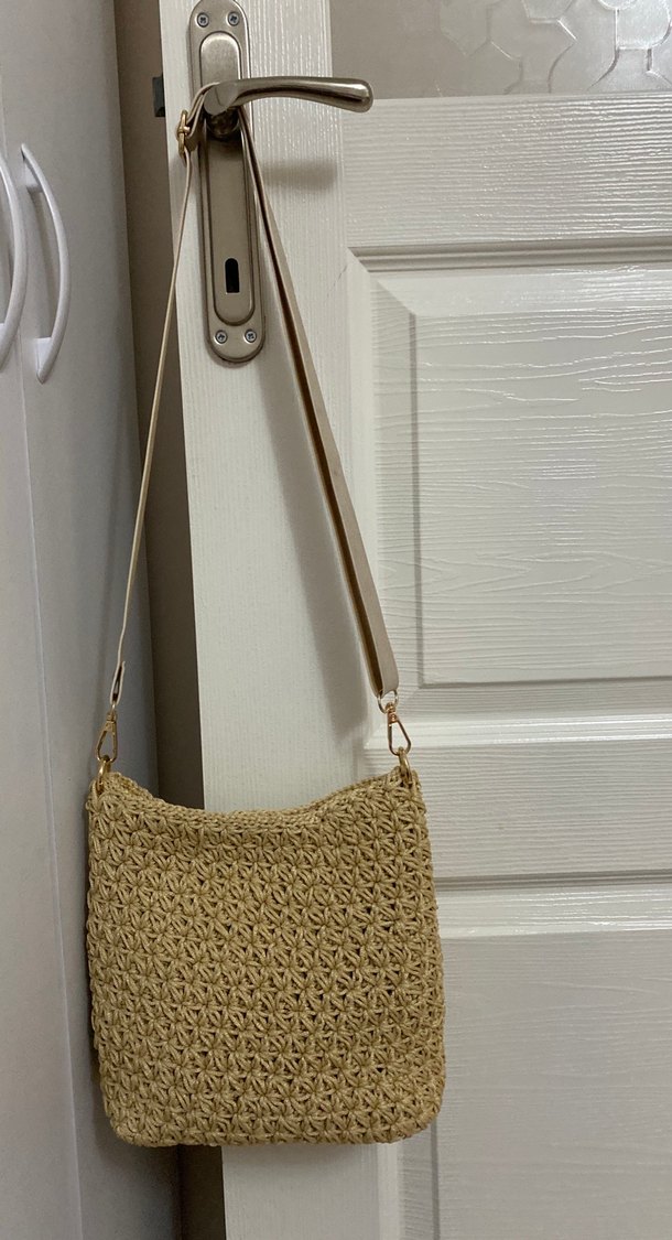 Bej Dantel Detaylı Bohem Örgü Kadın Çanta - Görsel 2